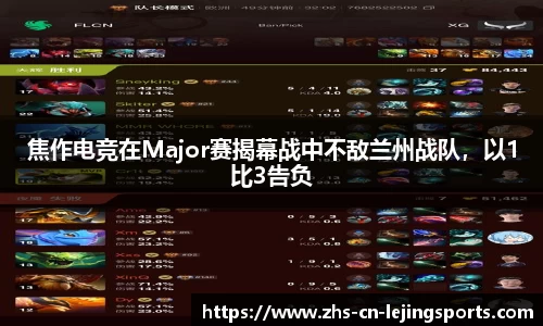 焦作电竞在Major赛揭幕战中不敌兰州战队，以1比3告负